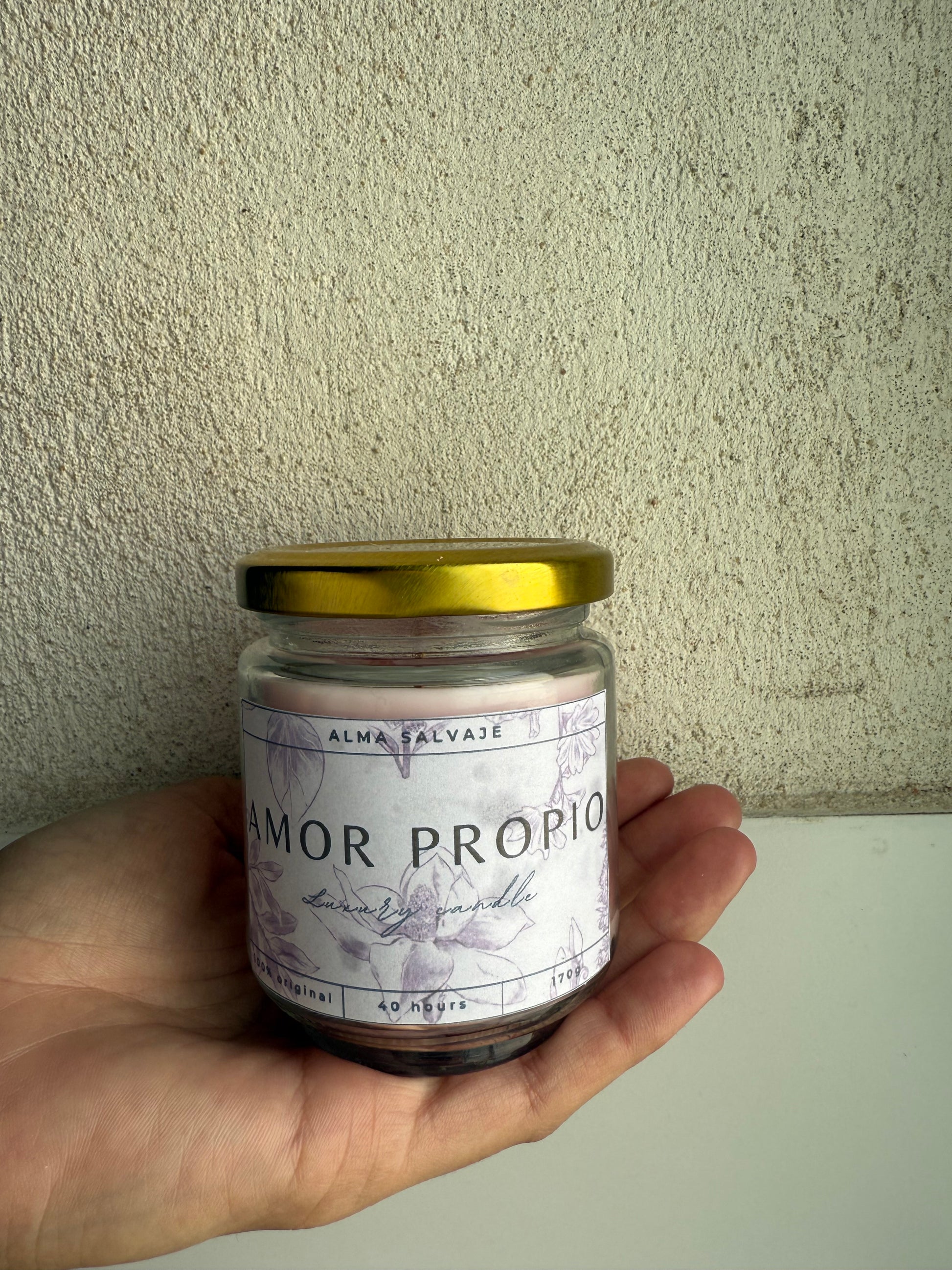 Vela “Amor Propio” con minerales