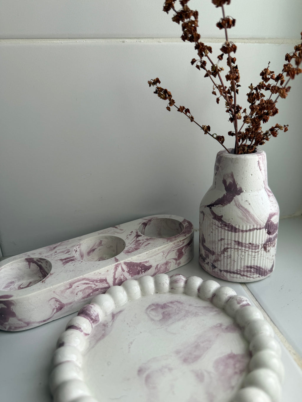 Conjunto decorativo marmolado