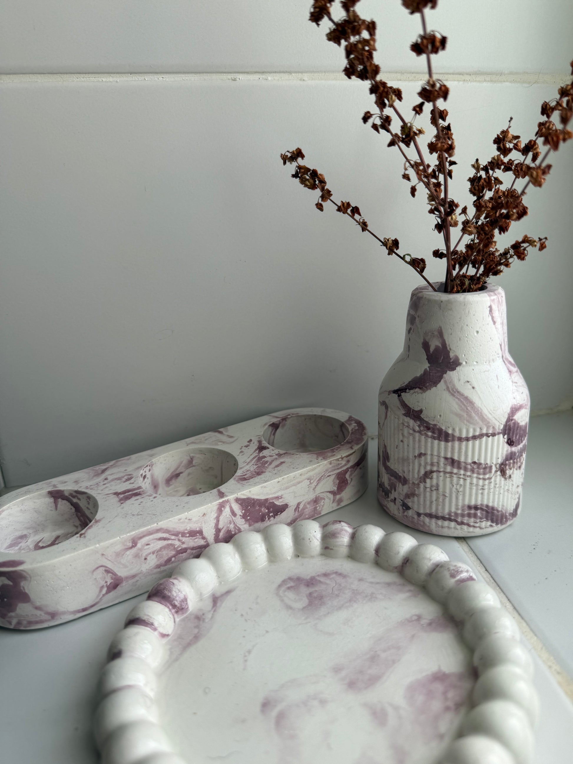 Conjunto decorativo marmolado