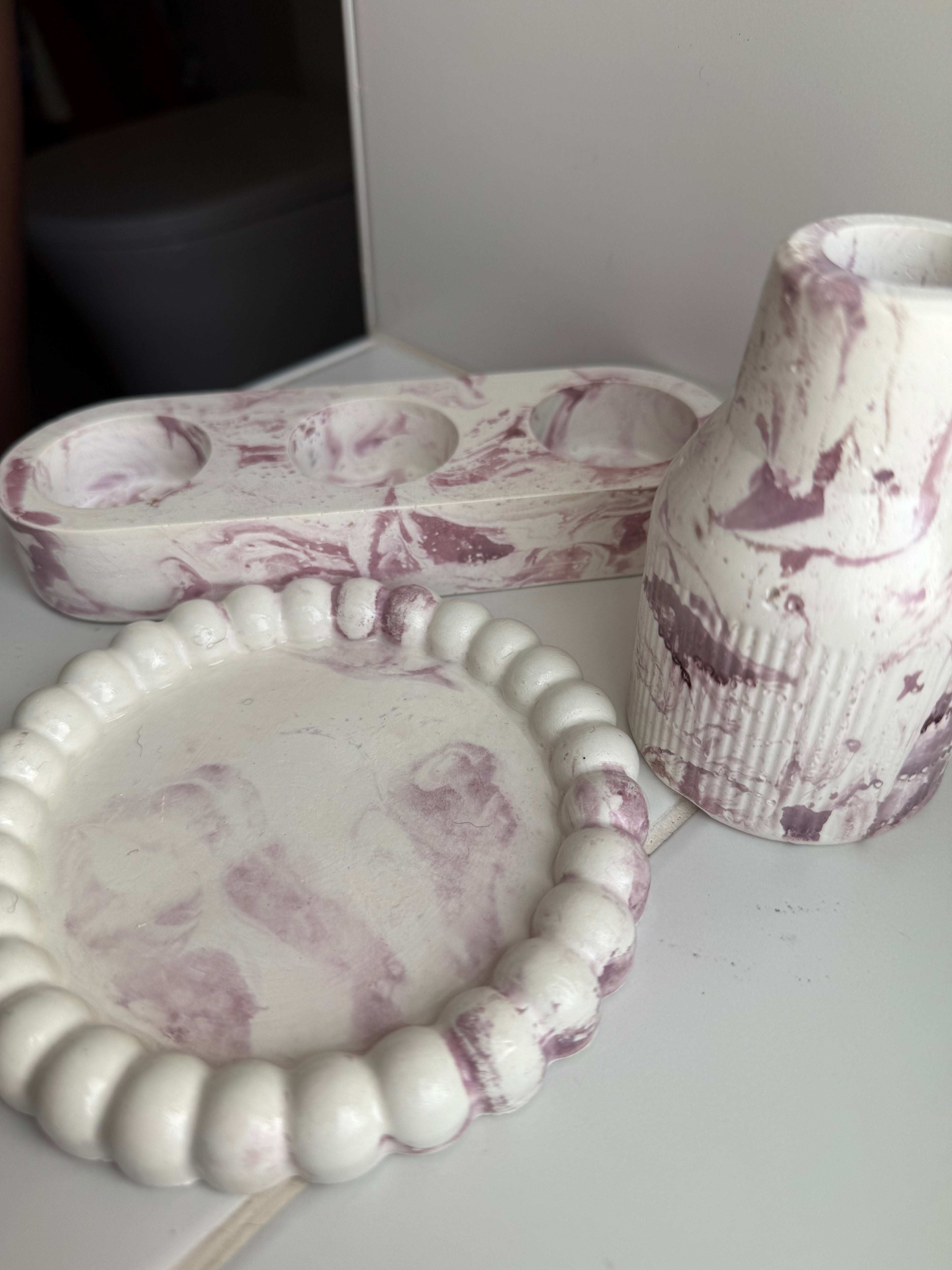 Conjunto decorativo marmolado