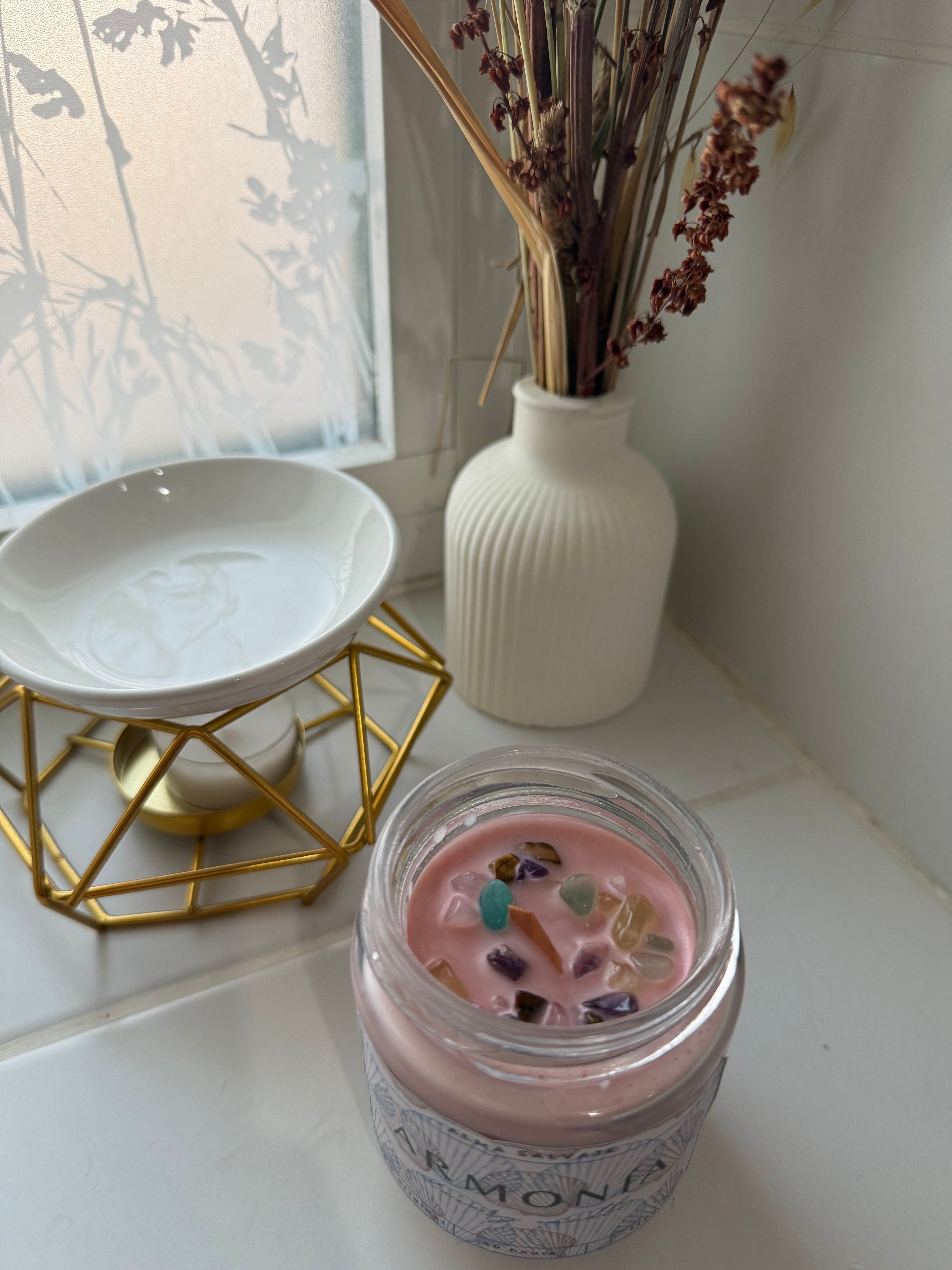 Vela “Armonía” con minerales