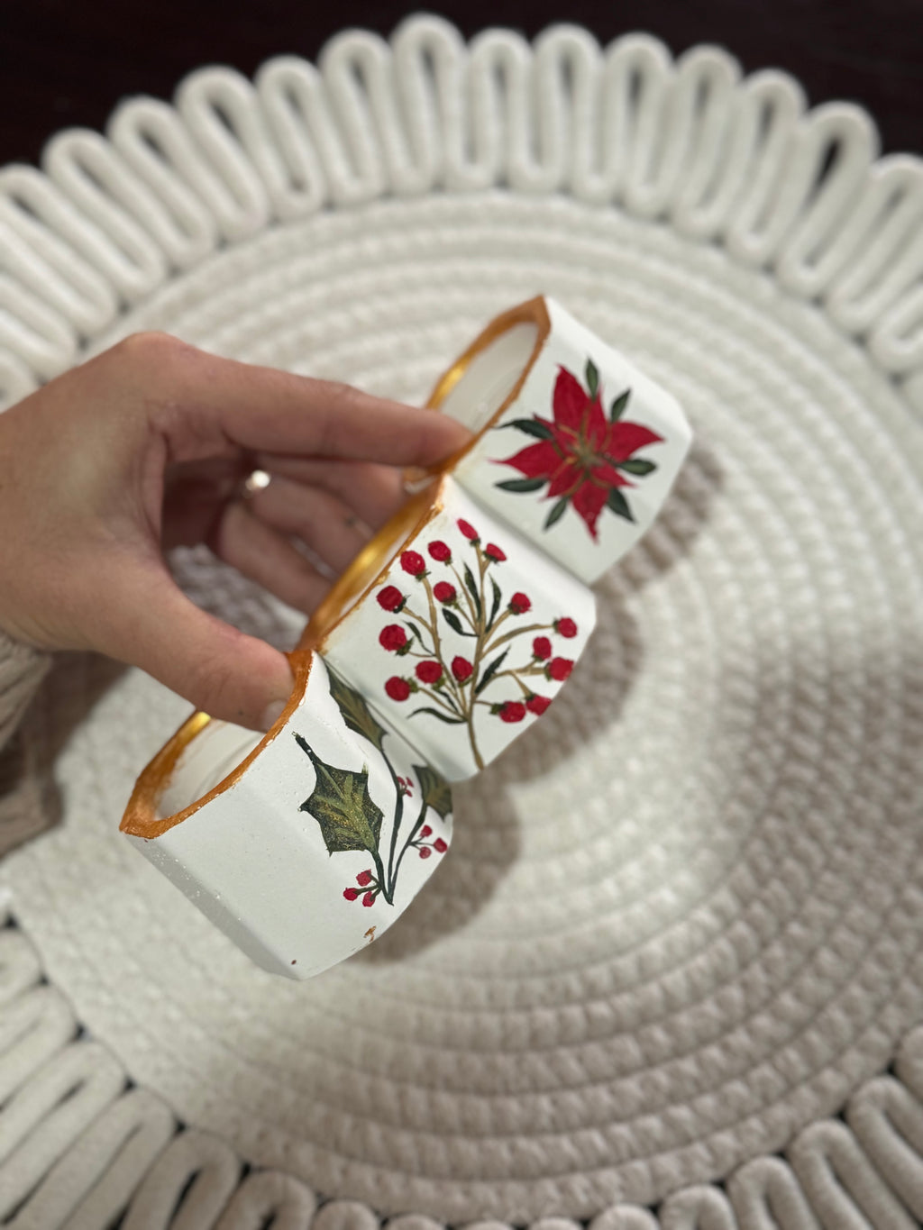 Set 3 portavelas navideños