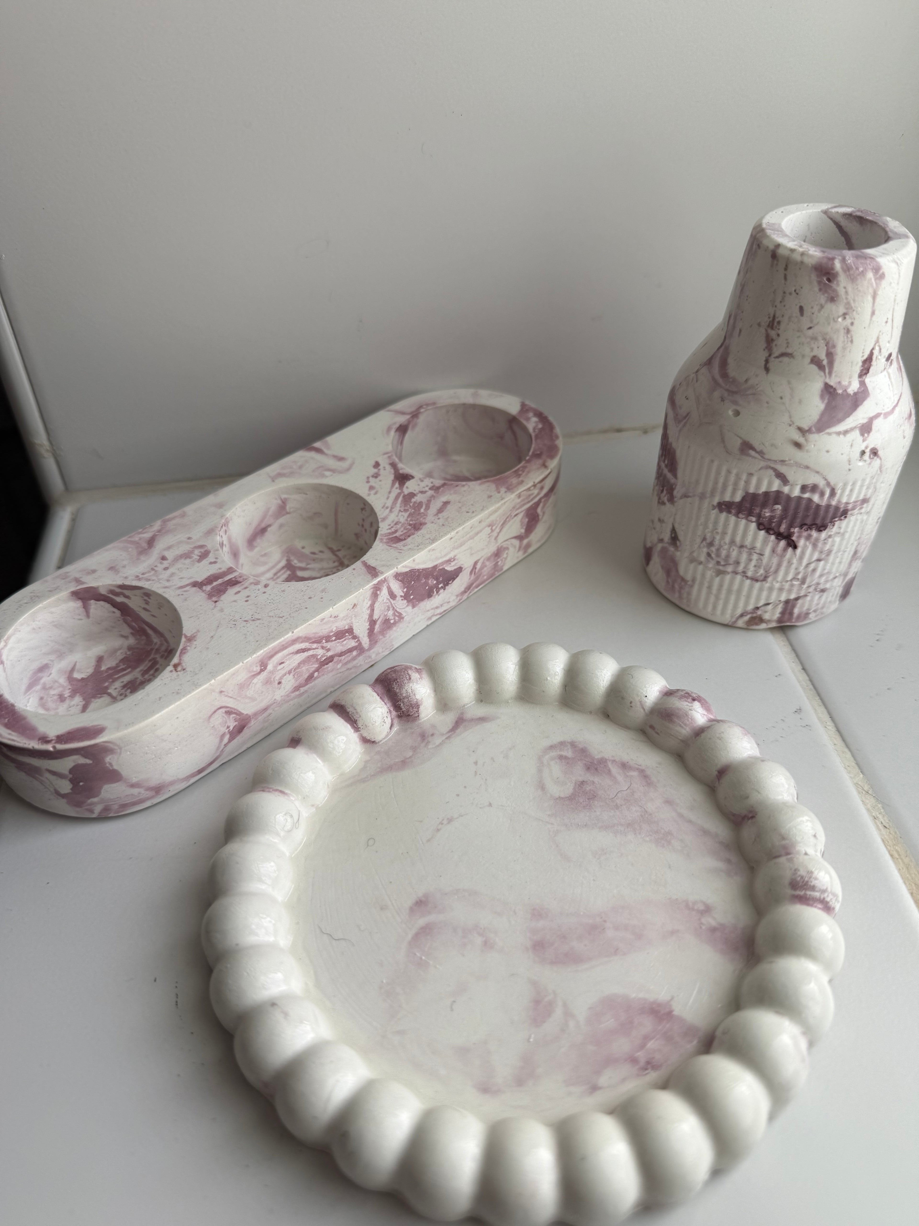 Conjunto decorativo marmolado