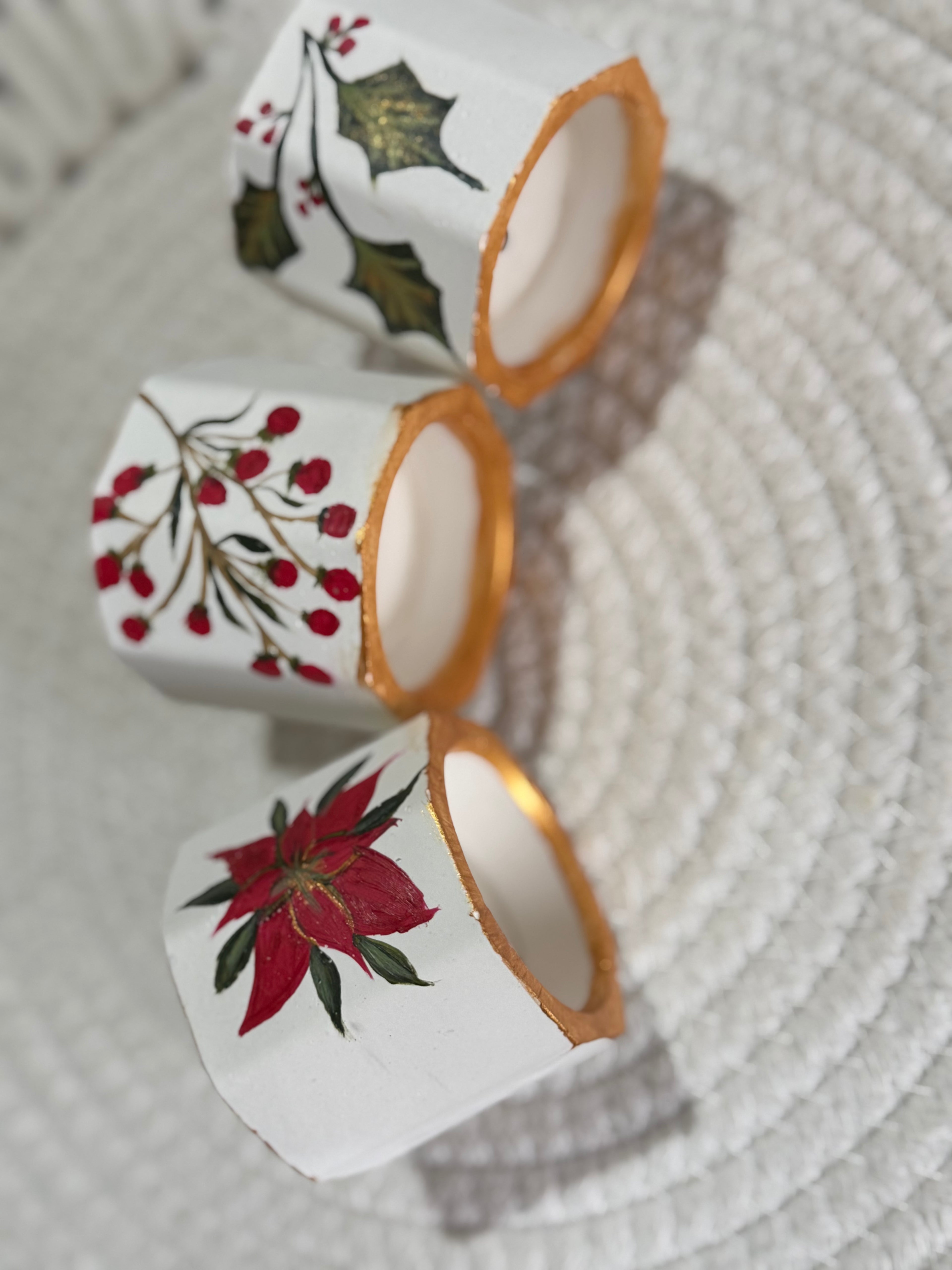 Set 3 portavelas navideños