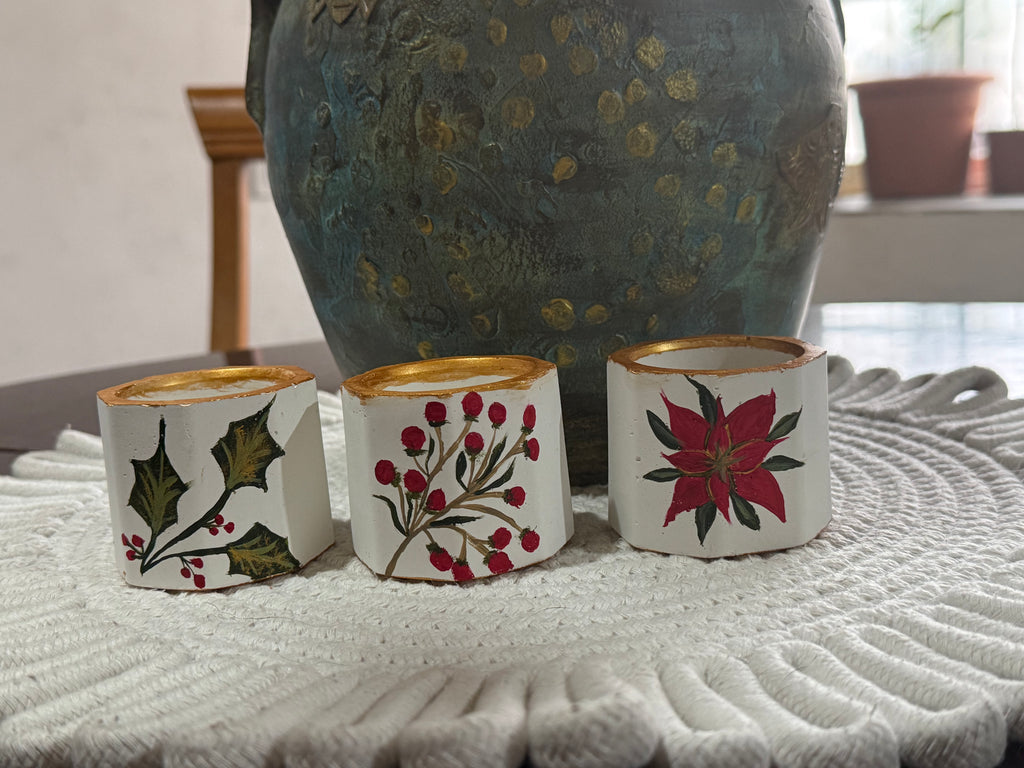 Set 3 portavelas navideños