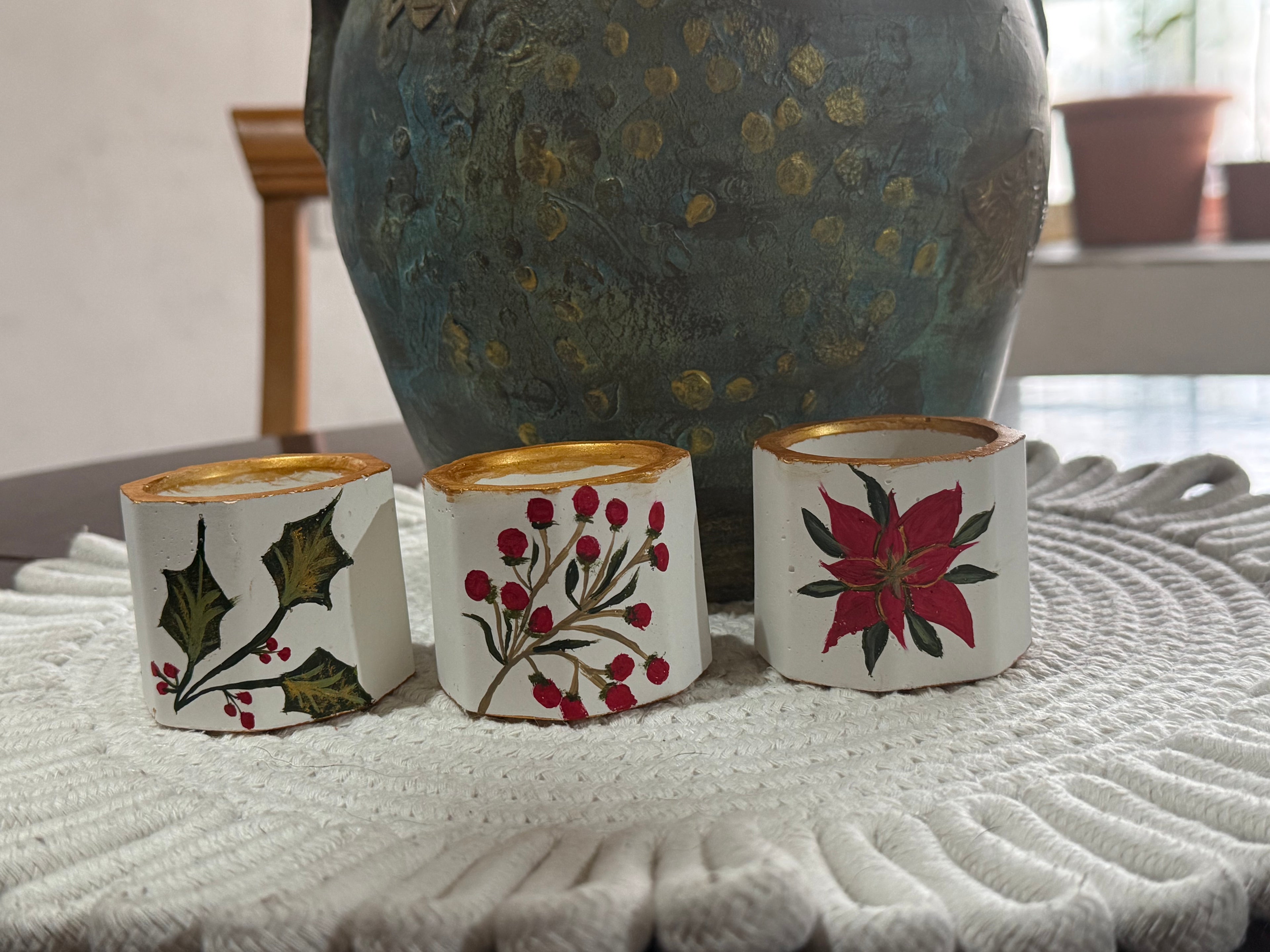 Set 3 portavelas navideños