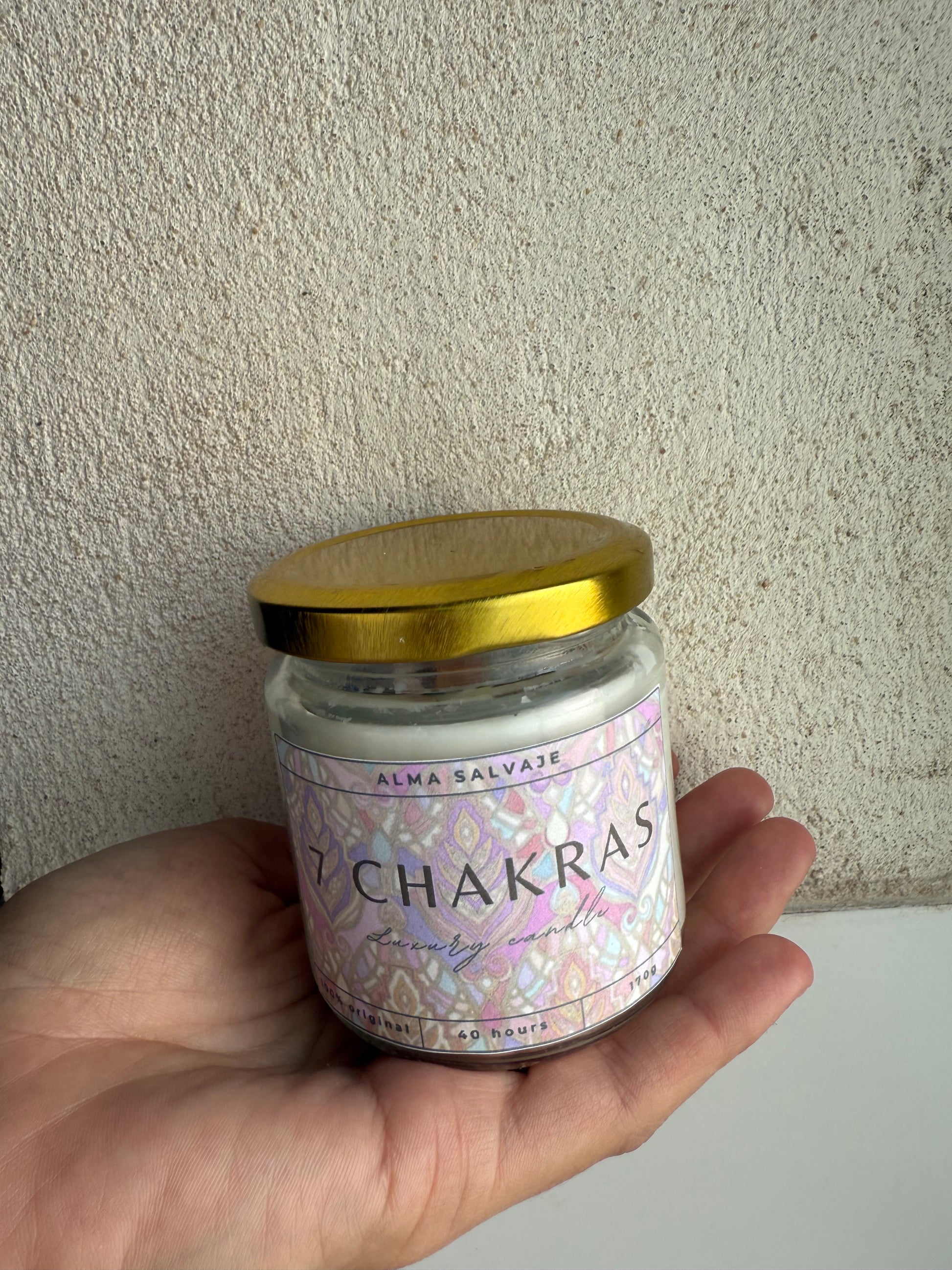 Vela “7 Chakras” con minerales