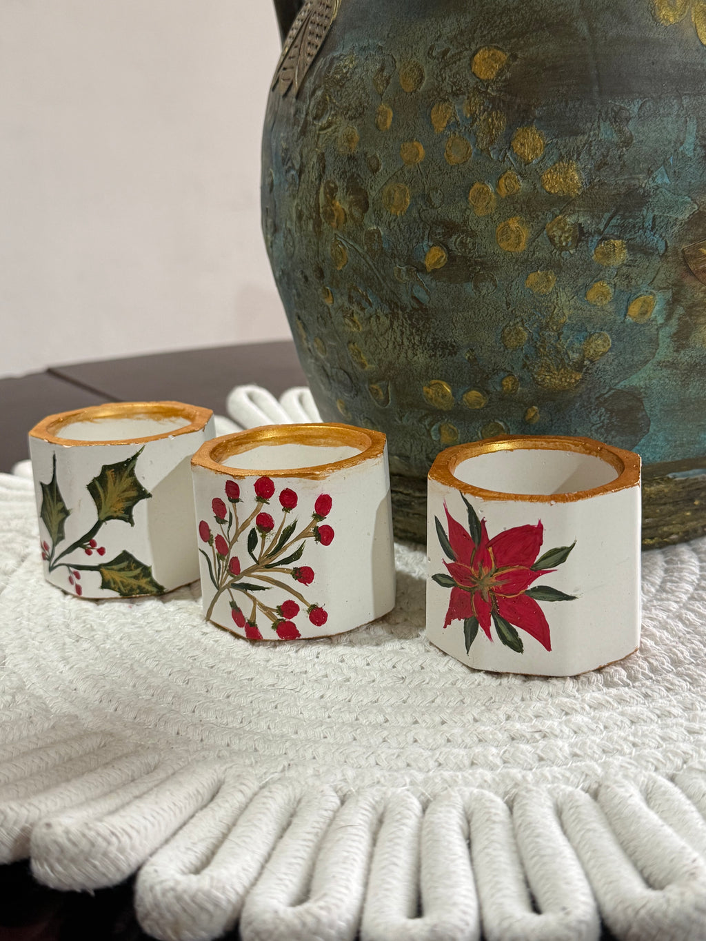 Set 3 portavelas navideños