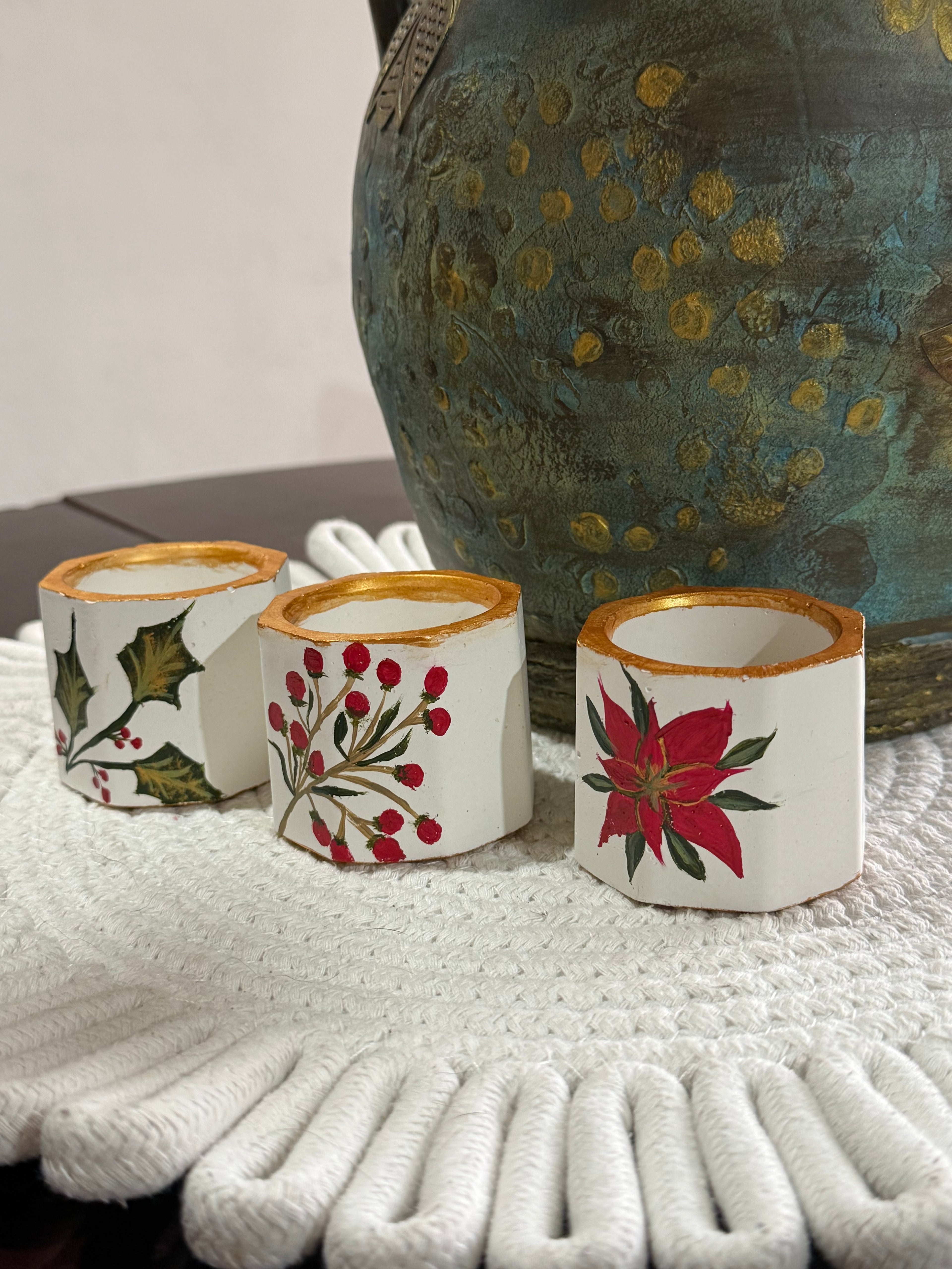 Set 3 portavelas navideños