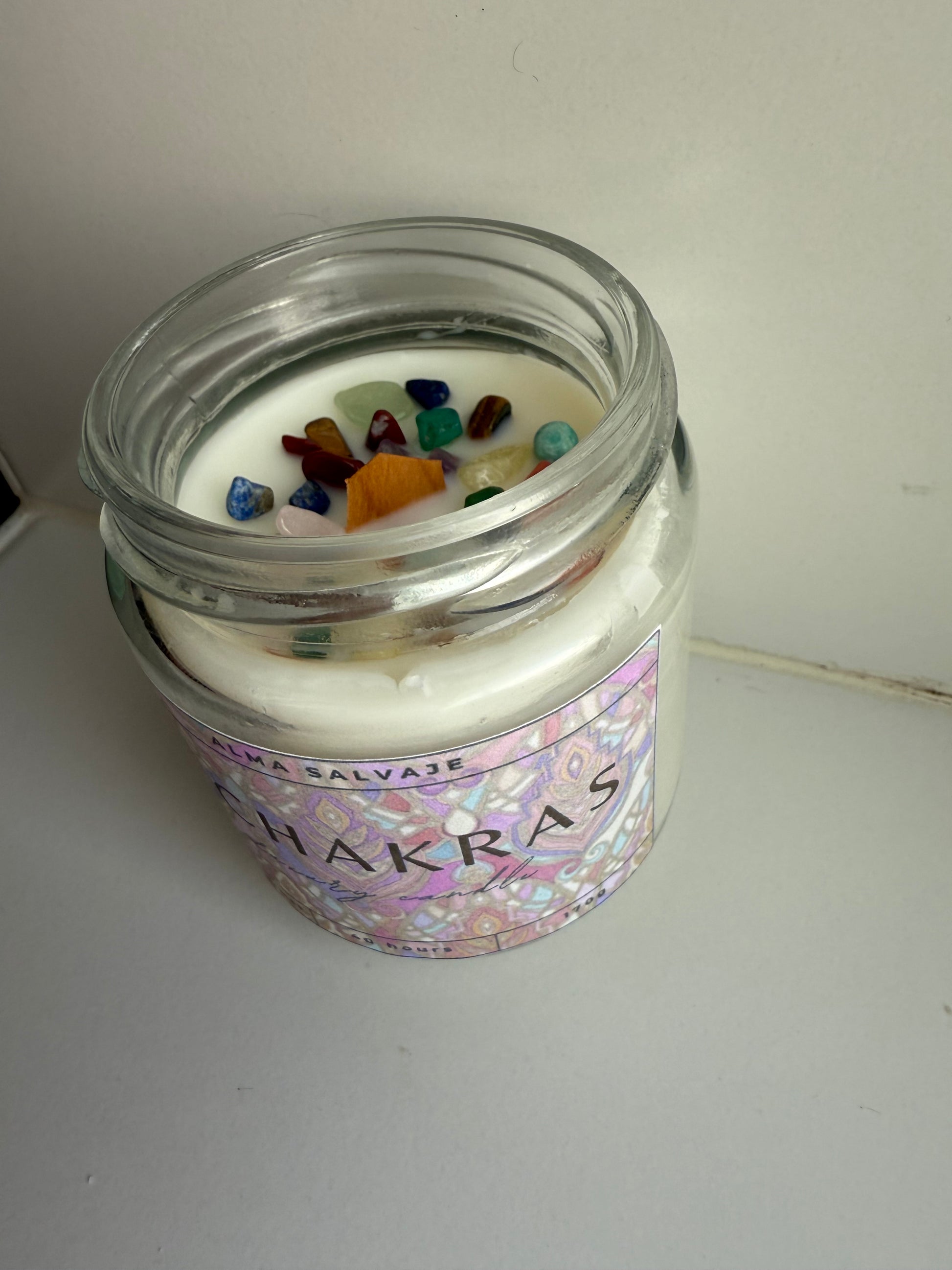 Vela “7 Chakras” con minerales