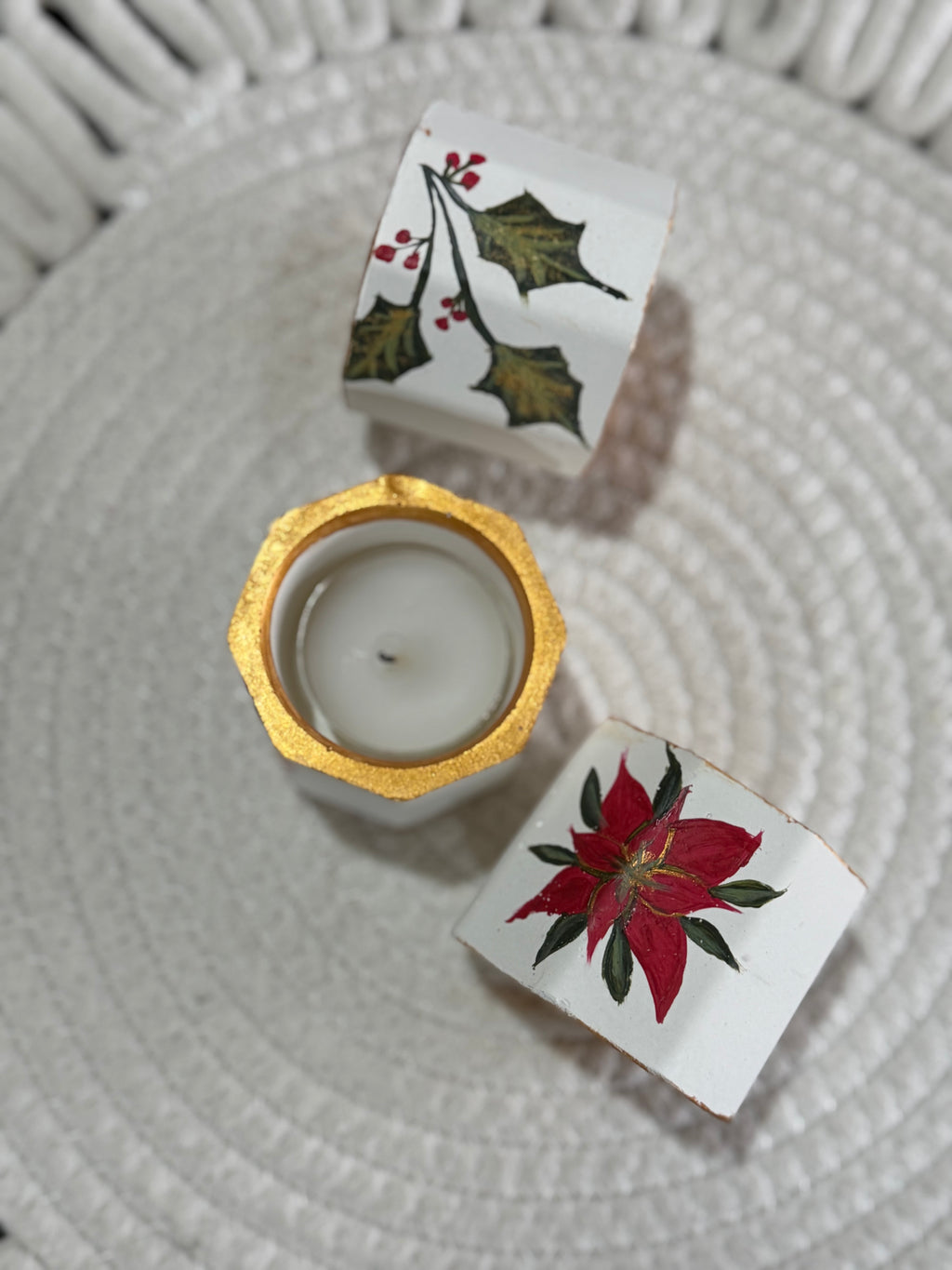 Set 3 portavelas navideños