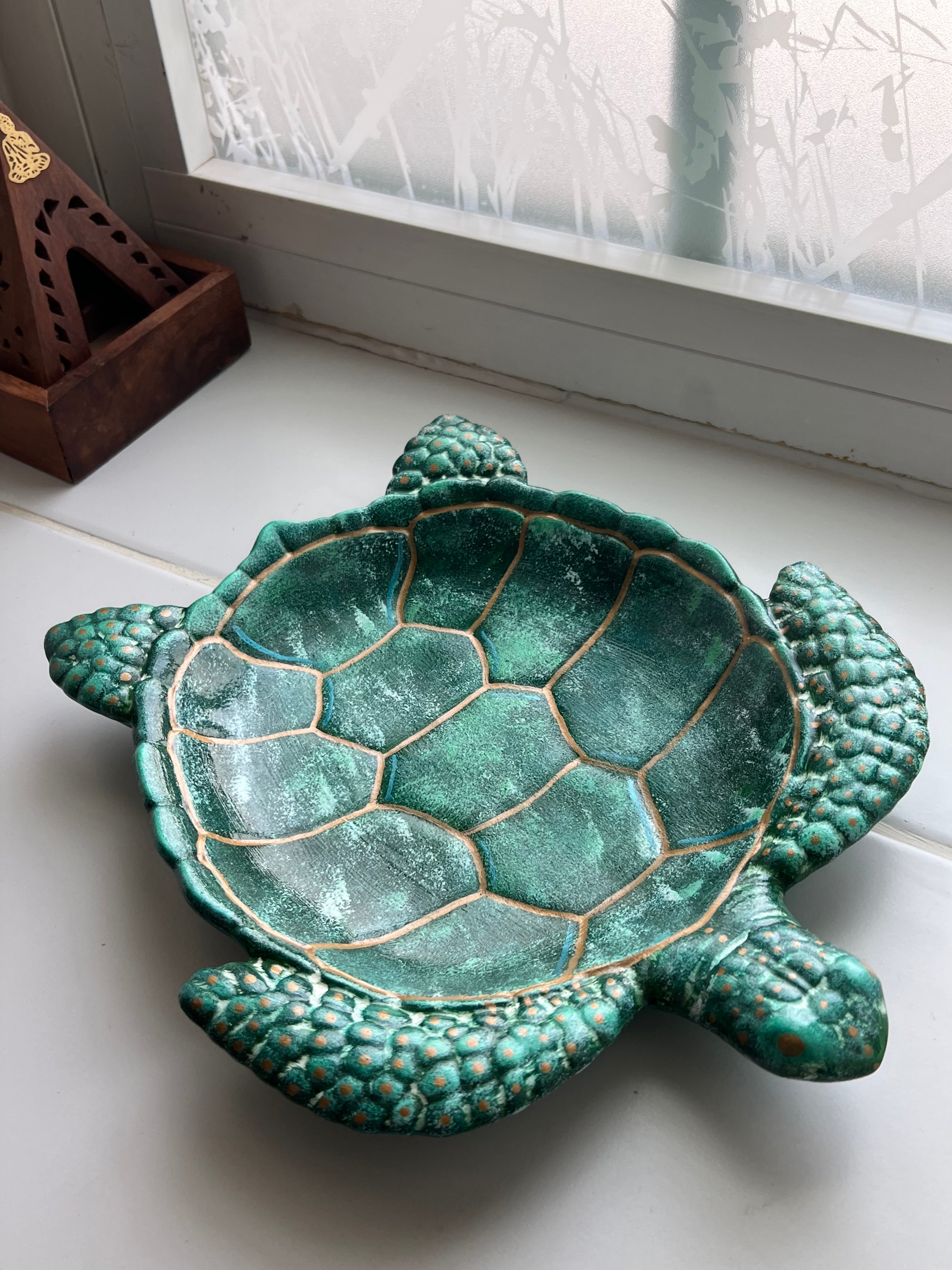 Bandeja de tortuga marina vintage.